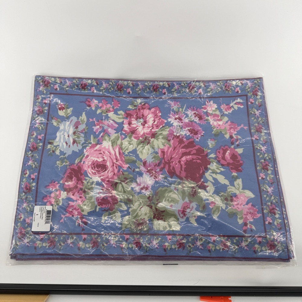 April Cornell Cottage Rose Placemats Set of 4 Wedgewood Blue Floral 100% Cotton